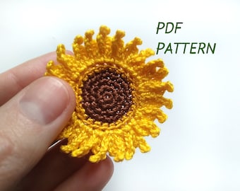 PATTERN crochet sunflower applique, Only Crochet Pattern PDF digital download crochet pattern Ukraine