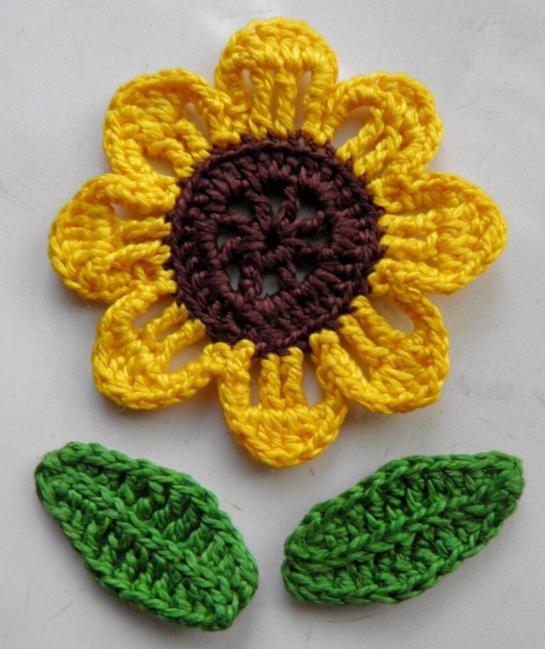 Crochet Sunflower Applique Embellishment Yellow Flowers Etsy