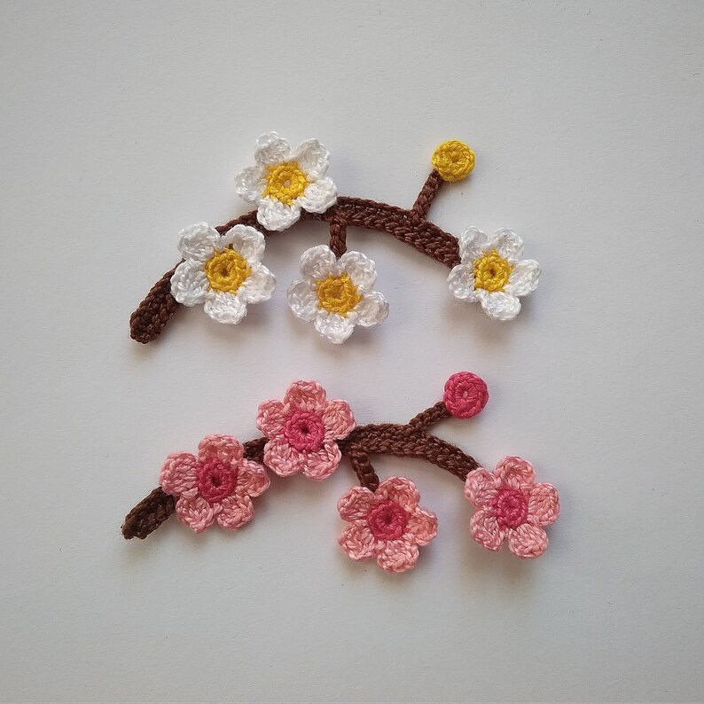 Crochet sakura fleur de cerise Crochet cerisier branche fleurs de cerisier japonais Fleurs de fleurs japonaises Sakura image 3