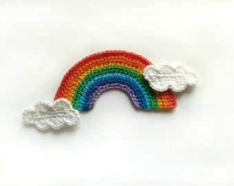 1 Crochet rainbow applique 2 Crochet cloud, rainbow with clouds, cotton rainbow