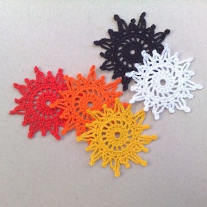 crochet Sun applique  Embellishment Yellow sun Orange sun Crochet motif Decorative motif