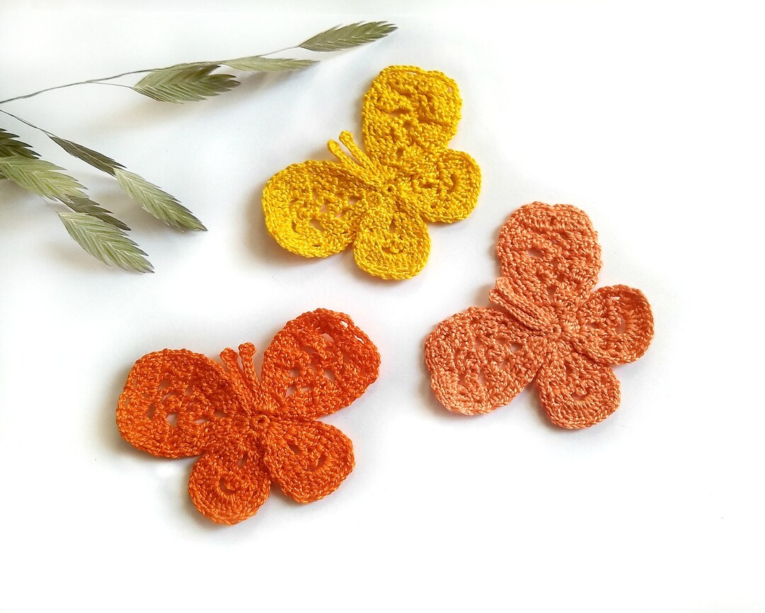 Crochet Butterflies Crocheted Applique Butterfly Applique 1 Pcs Etsy
