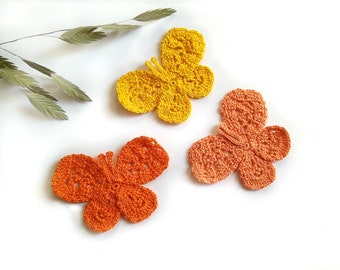 Crochet butterflies Crocheted applique Butterfly applique 1 pcs