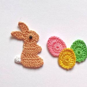 Crochet bunny applique 1 pcs and 3 crochet eggs
