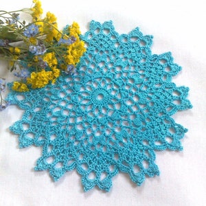 Turquoise Doily 7&quot; Crochet table decoration Tea Lovers Gift Mini Doily Home accessories