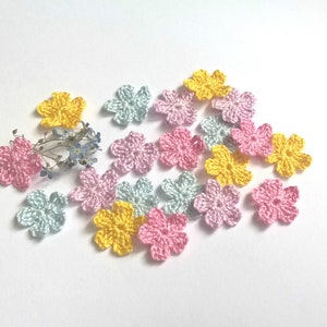Kleine gehaakte bloemen Pasteltinten set van 20 gehaakte bloem 0,7" Simple Little Spring Pastel