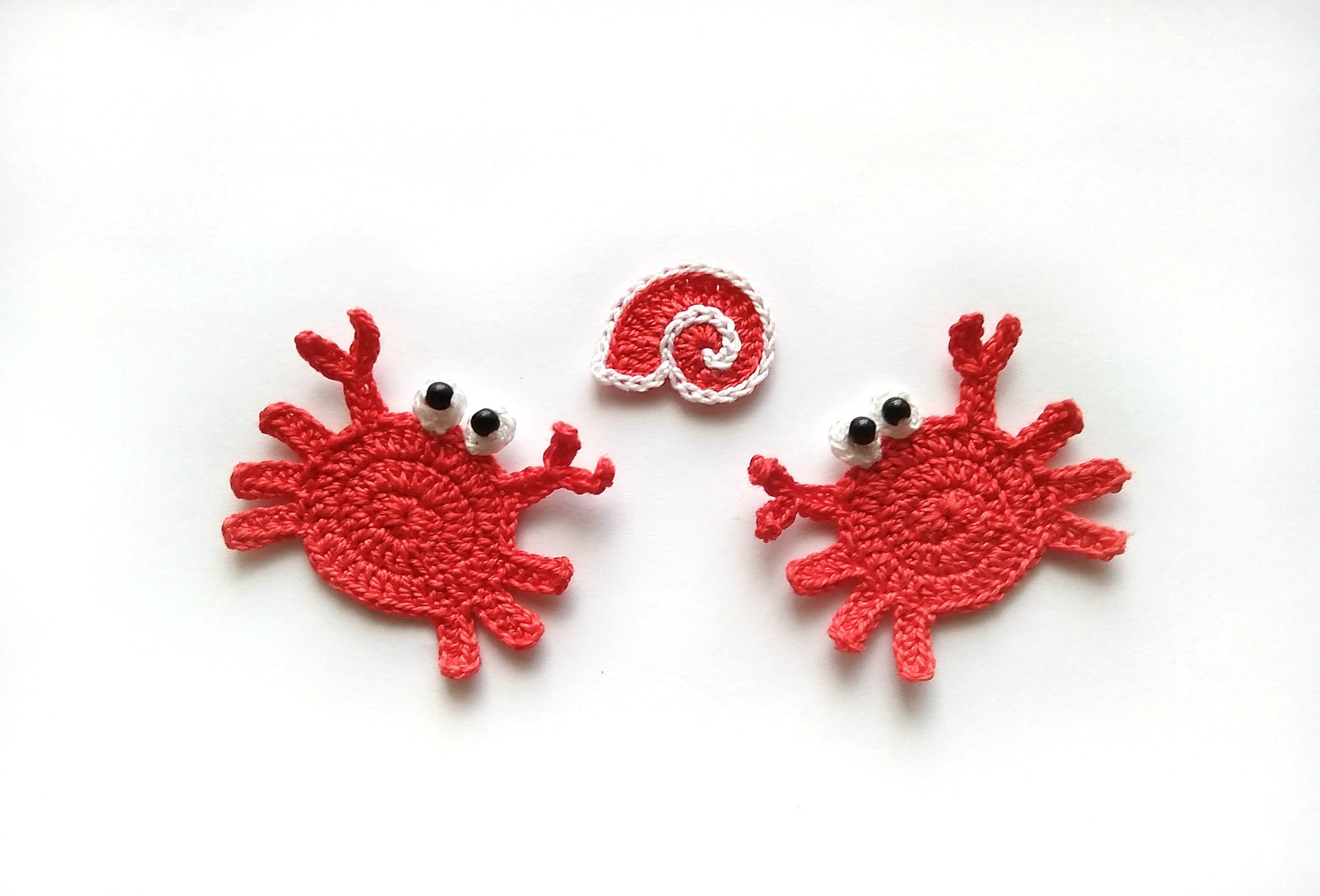 Crochet crab applique 2 pcs Etsy