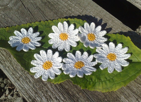 Crochet Daisy Flowers 6pcs Crochet Decorative Flowers Crochet Flowers Gift  Decorations Applique Daisies 