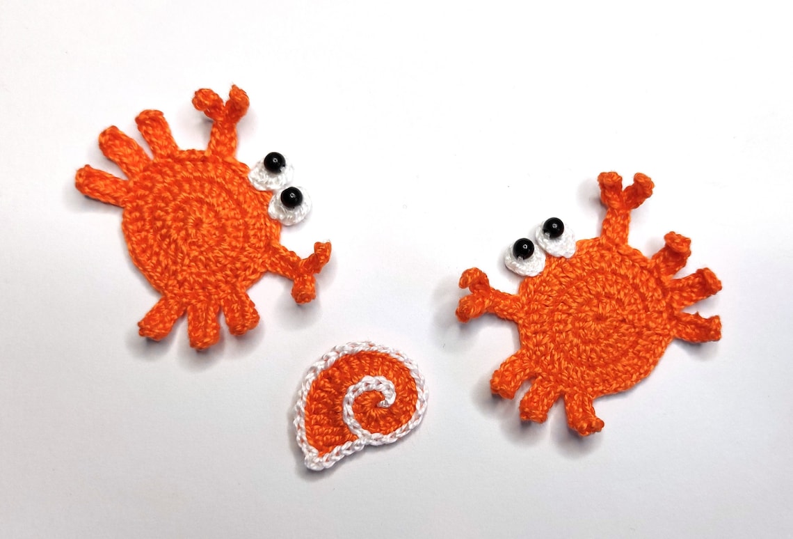 Crochet Crab Applique 2 Pcs Etsy