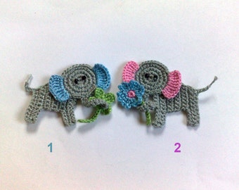 Crochet elephant  1pcs Gray elephant applique Crochet animal Embellishments applique Kids party decoration