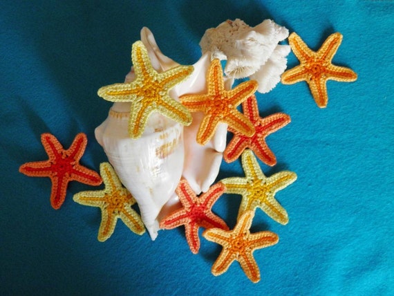 3 stelle marine all'uncinetto, stella marina decorativa, Stella Marina  Rossa, stella marina gialla, Starfish Applique -  Italia