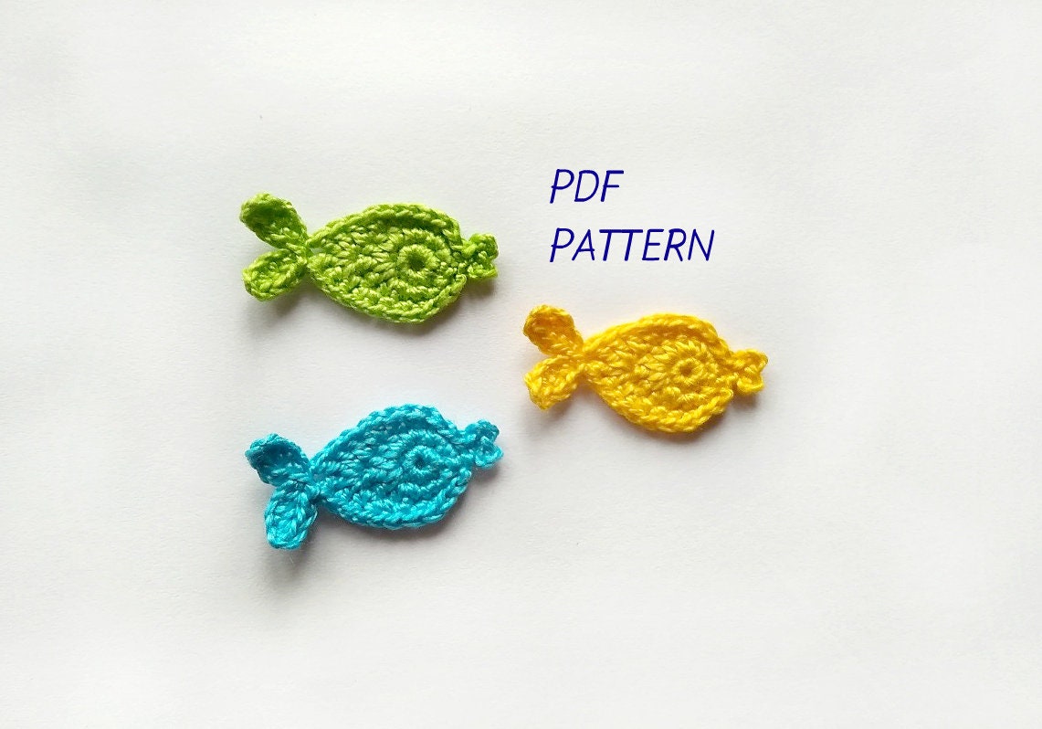PATTERN Crochet Small Fish Applique, Only Crochet Pattern PDF Crochet ...