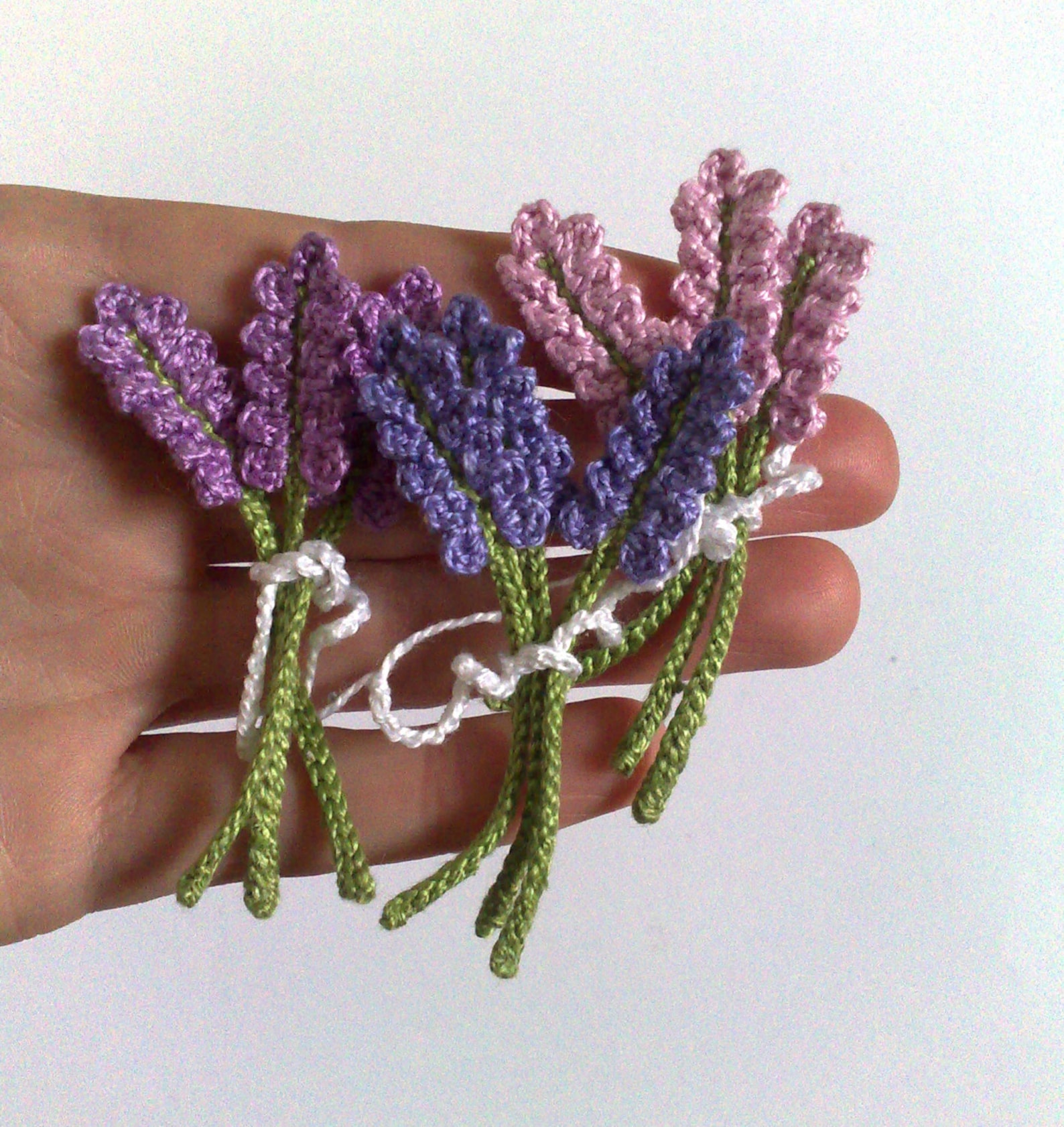Crochet Lavender flowers Flower branches set of 3 Lavender Etsy