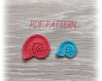 PATTERN crochet SHELL 2 size, Only Crochet Pattern PDF Spiral seashell applique Crochet sea creature patterns Ukrainian Store