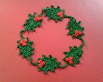 Holly leaves Crochet 6 pcs Crochet christmas decoration 2" crochet applique Christmas Holiday ornaments
