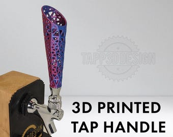 3D Printed Tap Handle - Conic Triangles - Vaporwave PLA