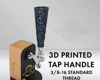 3D Printed Tap Handle - Twisting Tris - Metal Thread - Burnt Titanium PETG