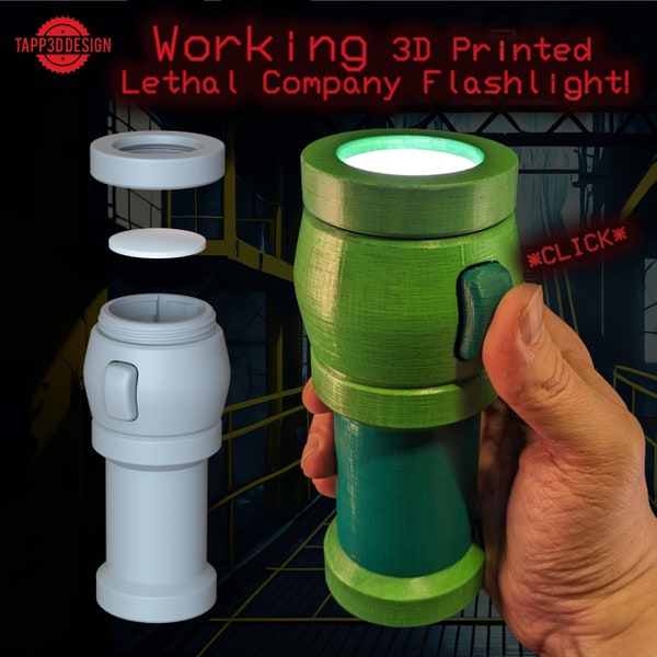 Lethal Company Style  WORKING flashlight prop - STL 3D Print Files