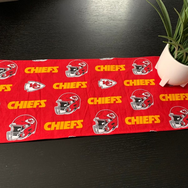 Lined Table Topper - Kansas City Chiefs football 21”x9” lined small table runner dining room bedroom basement bar man cave table linen