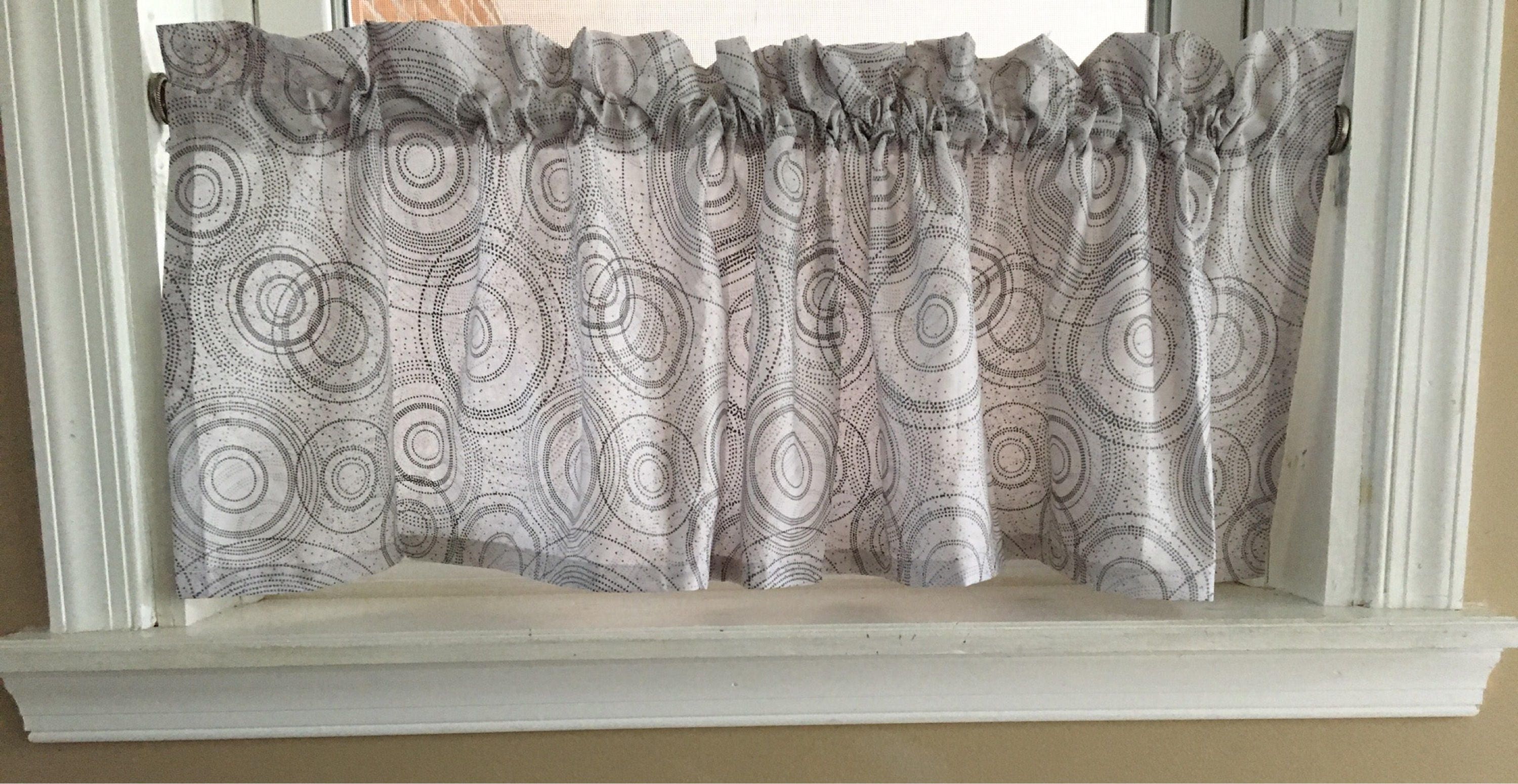 Contemporary Circle Gray White Valance Curtain 54w X Etsy