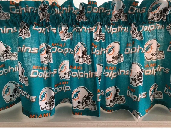 Nfl Miami Dolphins Football Valance Curtain 54 W X Etsy