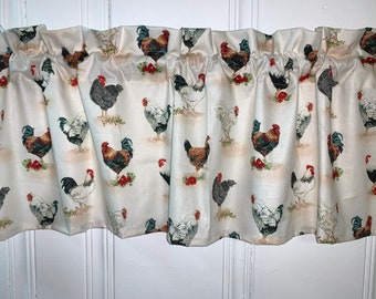 Chicken Rooster Country Farmhouse Farm Animal Kitchen Window Valance Decor