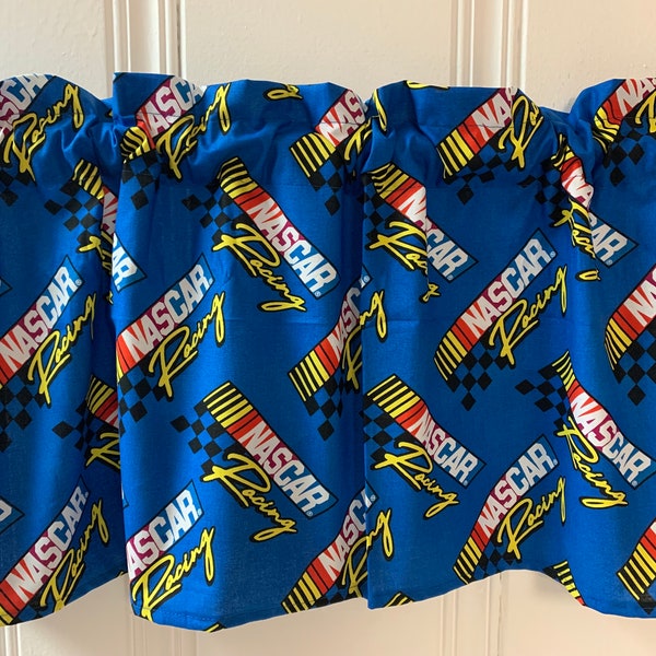 Nascar Race Cars Racing Valance Curtain 42x14 Man cave Kids Boys  Bedroom RV