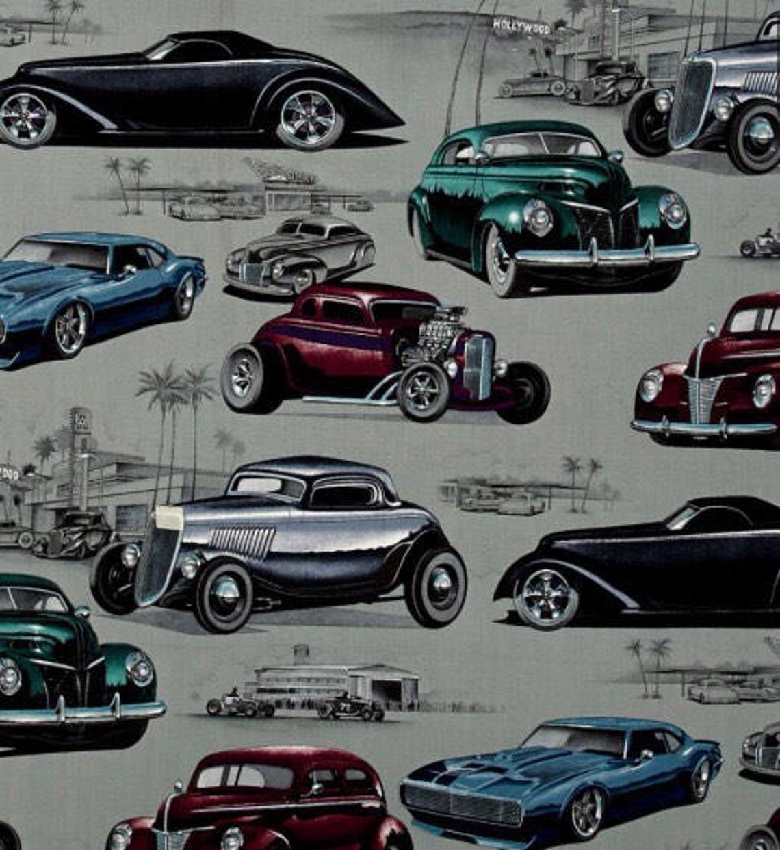 Retro Vintage Old Classic Cars Valance Curtain Select Length Etsy