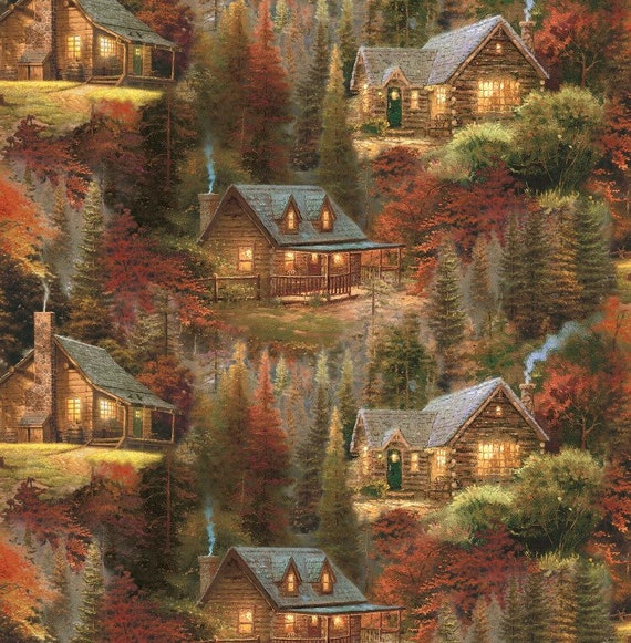 Thomas Kinkade Cabin On The Lake Valance Curtain Etsy
