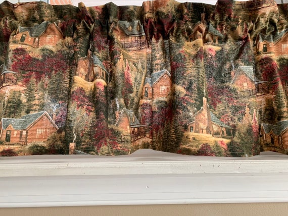 Thomas Kinkade Cabin On The Lake Valance Curtain Etsy