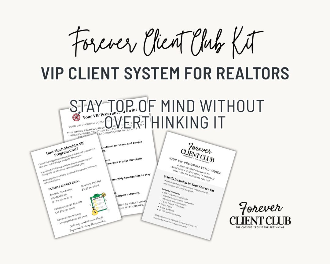 Vip Realtor Program Real Estate Client Appreciation System | VIP Client Program Kit ...
