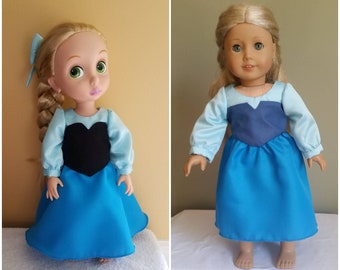 Ariel, the Little Mermaid's blue casual dress. For 18" American Girl or 16" Disney Animators dolls.