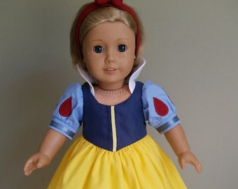 Snow White costume. 3-piece set for American Girl and other 18" dolls.