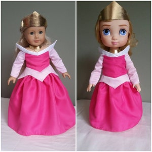 Sleeping Beauty, Aurora&#39;s pink ball gown. Costume for American Girl and Disney Animators doll.