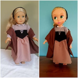 Sleeping beauty, Aurora&#39;s woodland dress and shawl. Costume for American Girl and Disney Animators doll.