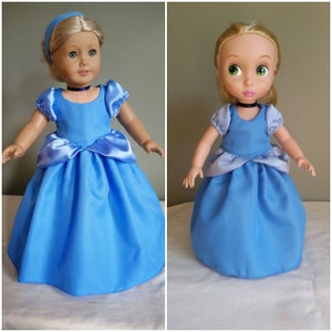 Cinderella's classic blue ball gown. Costume for American Girl and Disney Animators doll.