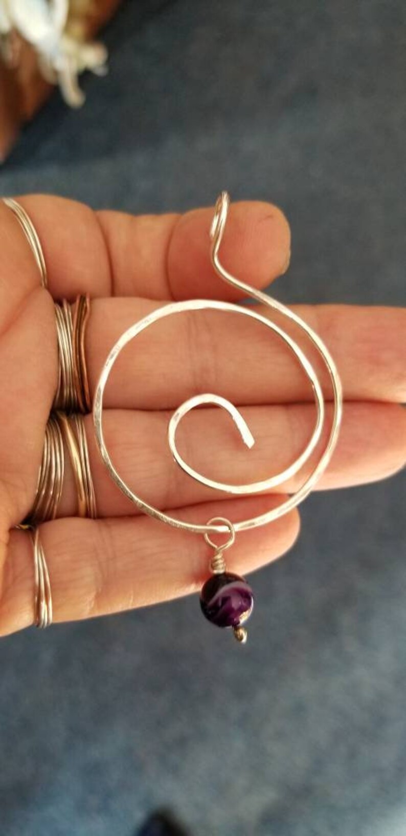 Sterling round swirl charm holder charm holder silver charm Etsy