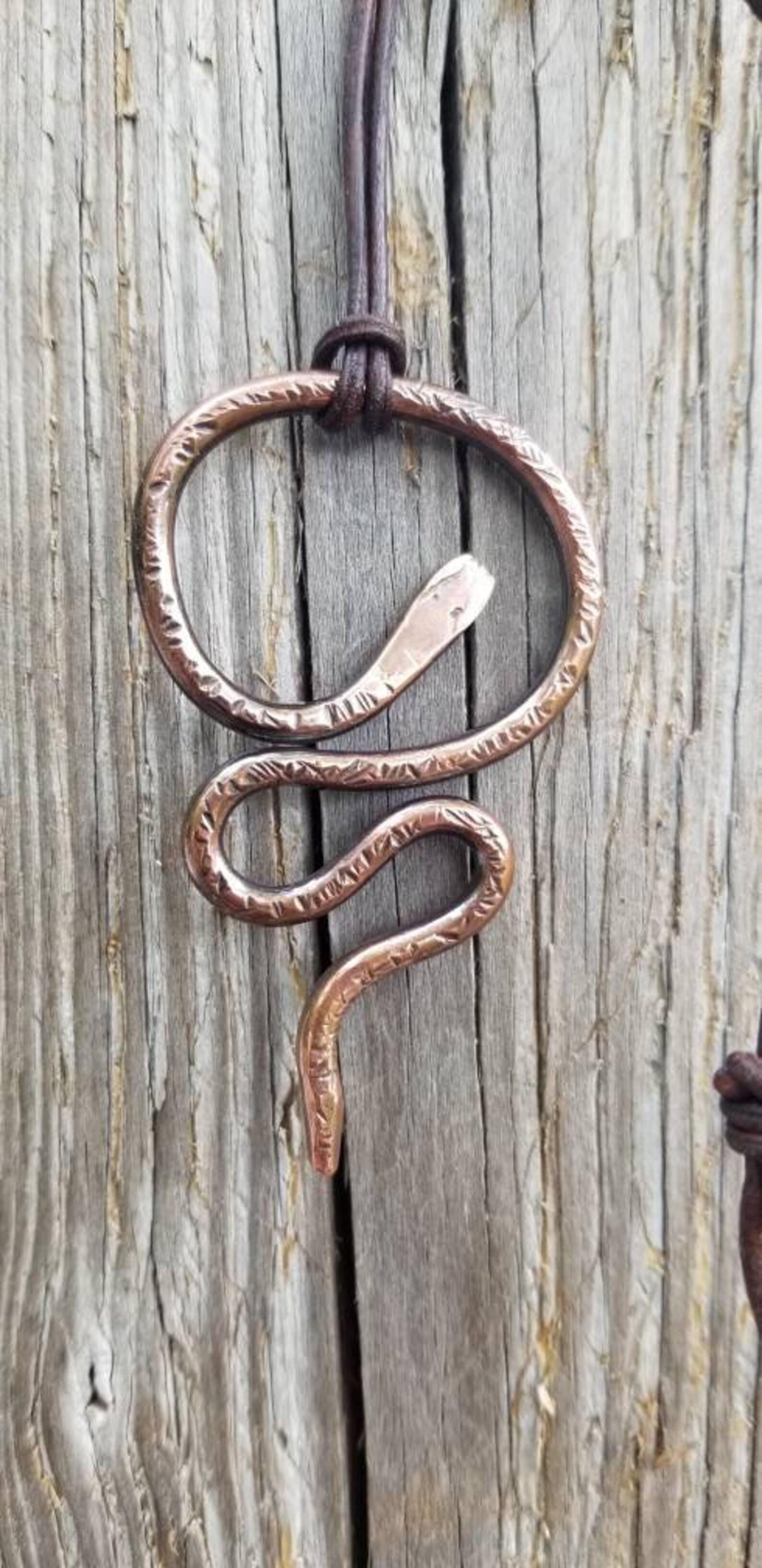 Snake pendant copper wire snake mans snake pendant unisex Etsy