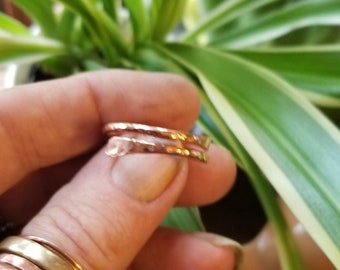 Wire Wrapped medium weight Copper Ring Bands. Arthritis ring, bypass ring, smooth or hammered,arthritic ring, adjustable ring