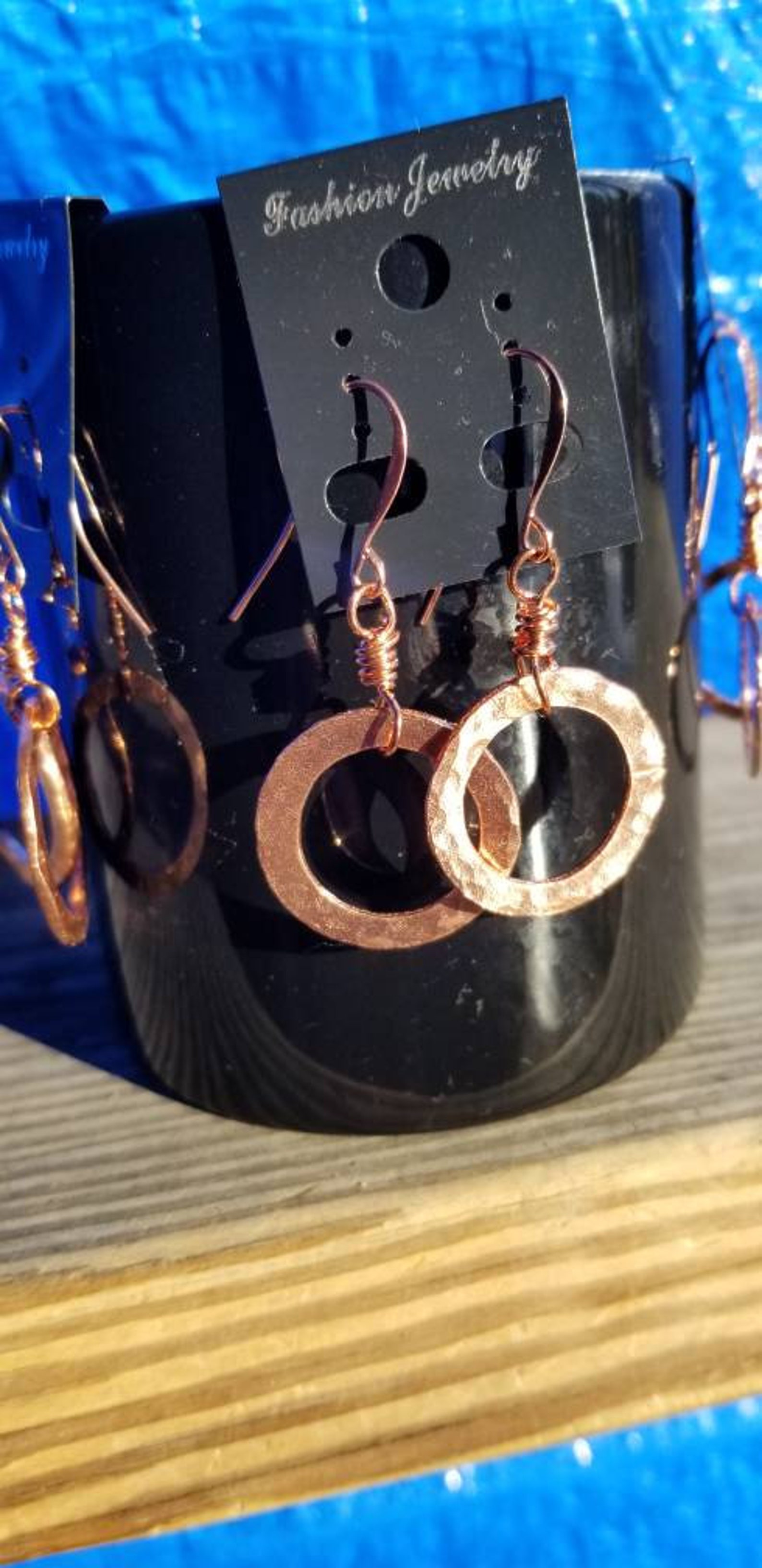 Copper washer earrings hammered copper earrings dangle drop Etsy