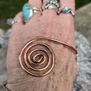 COPPER Palm ring, hand jewelry, spiral palm cuff.  Palm jewlery, copper spiral hand cuff, arthritis hand cuff. Reike palm ring