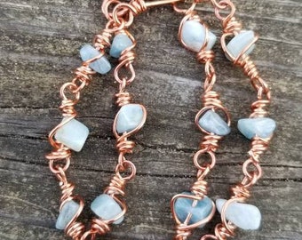 Chain linked bead bracelets in copper wire, bead bracelet in copper, beaded bracelet, bead anklet gemstone bracelet, beaded anklet bracelets