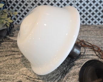 Vintage Milk Glass Schoolhouse Pendant Light