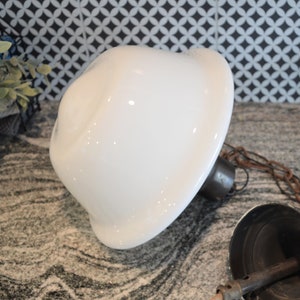 Vintage Milk Glass Schoolhouse Pendant Light