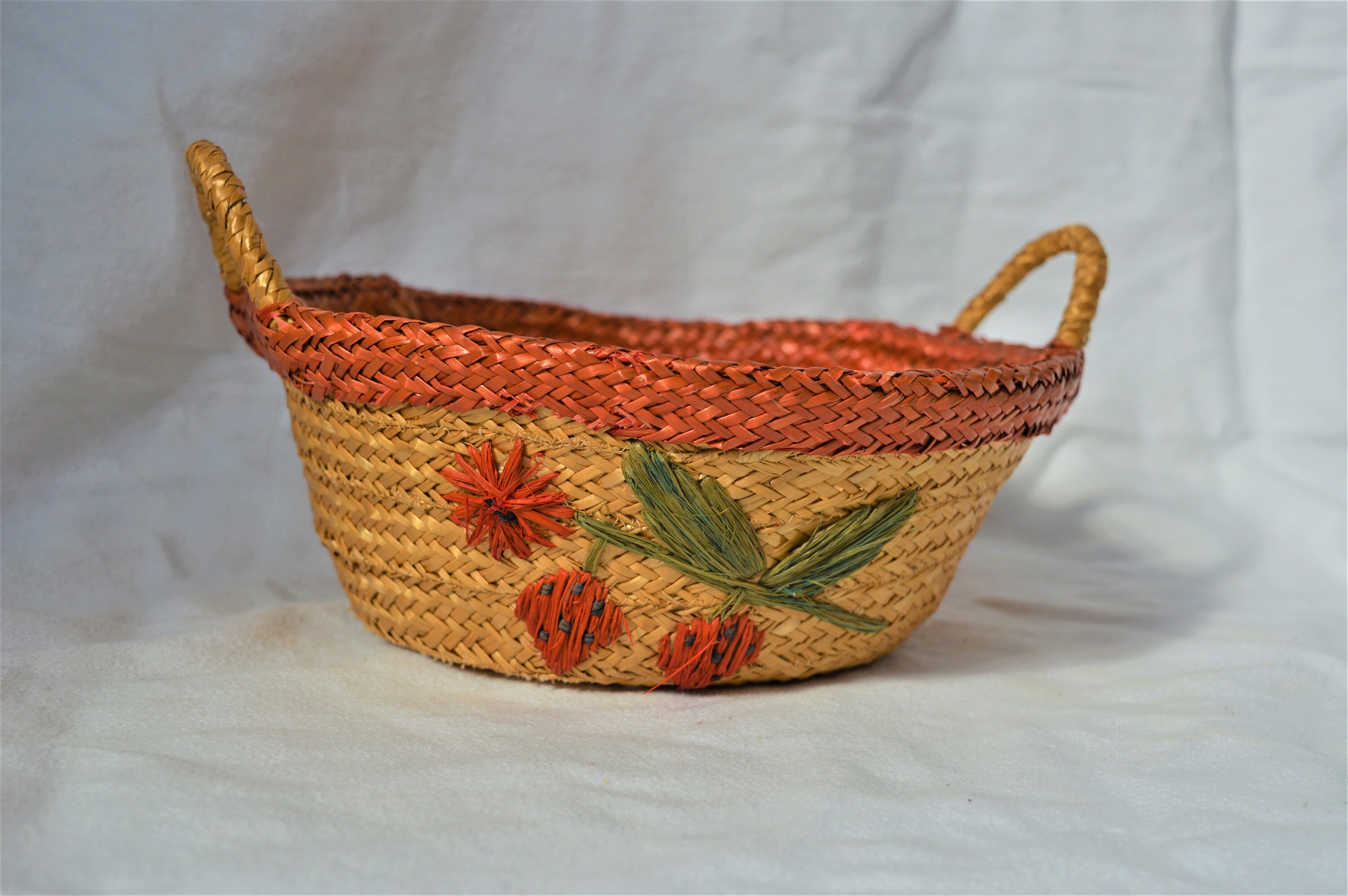 Cesta de almacenamiento con flores vintage italiana Raffia | Etsy