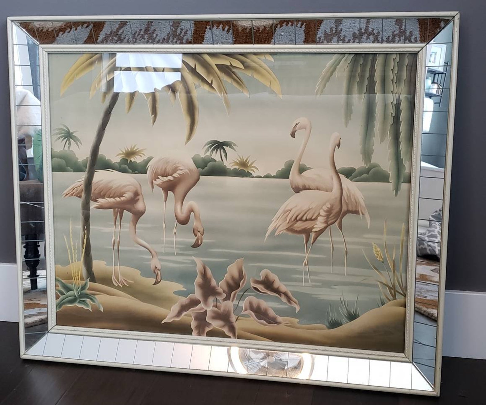 1950s Vintage MCM Turner Flamingo Mirror Framed Print Etsy
