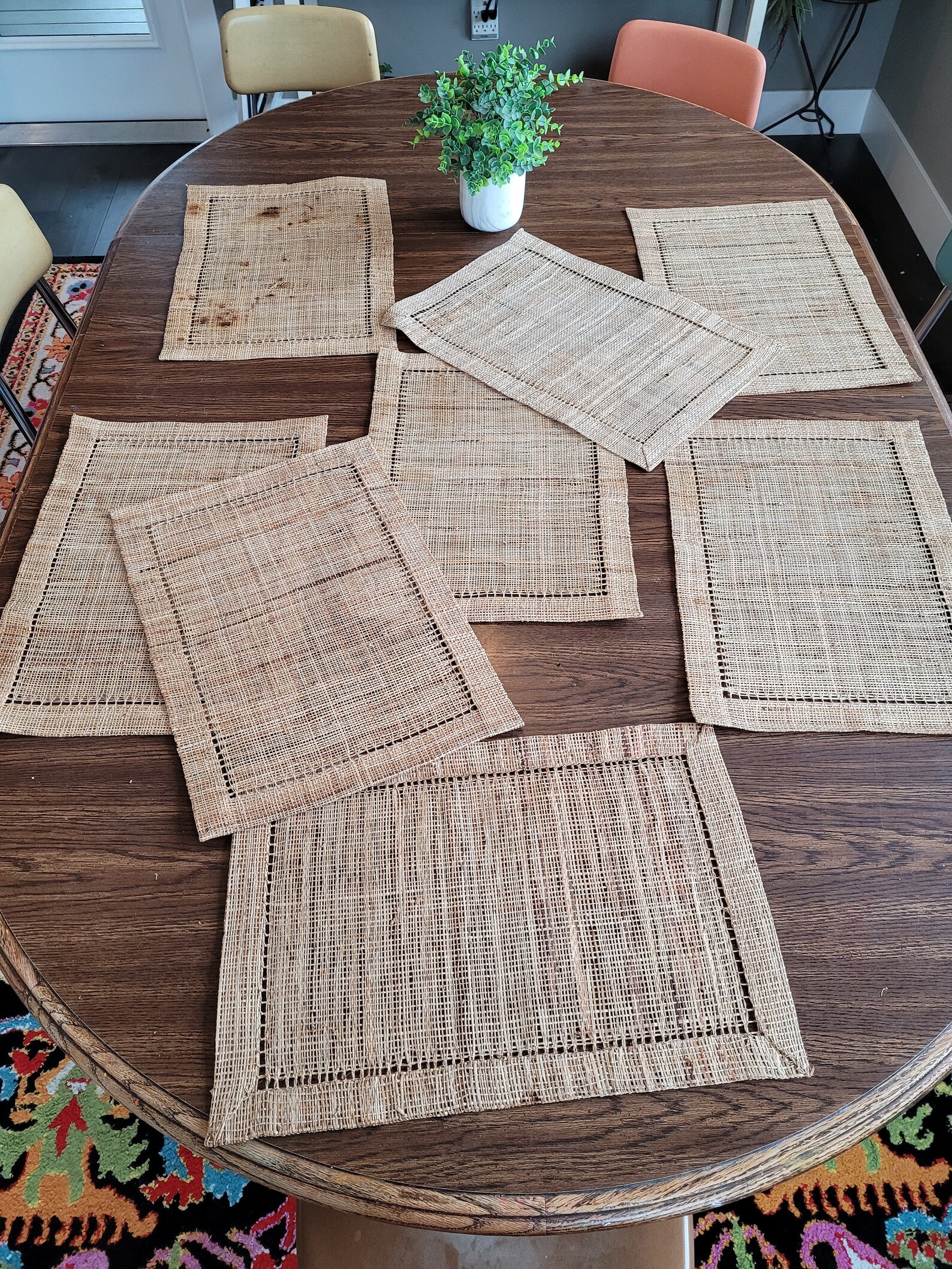 Vintage Woven Straw Placemats Set of 8 Etsy