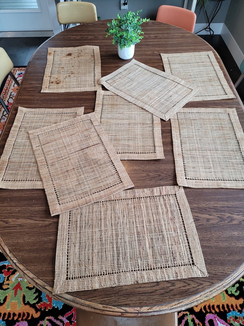 Vintage Woven Straw Placemats Set of 8 Etsy