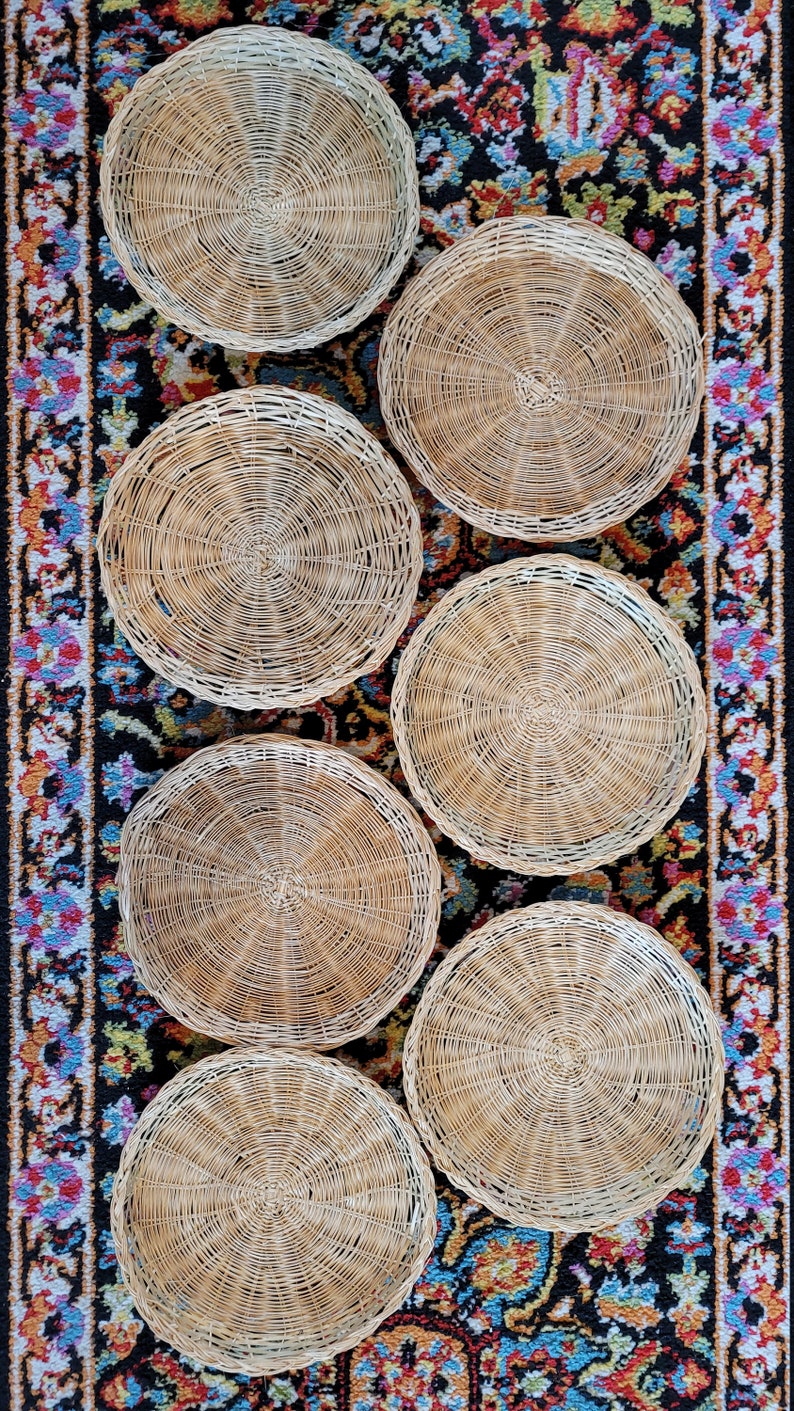 Vintage Straw Wicker Paper Plate Holders Etsy