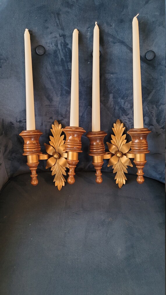 Vintage Wood And Gold Tone Wall Sconces Australia - Gold Tone Candle Wall Sconces Vintage Wood And Gold Tone Wall Sconces Australia - Gold Tone Candle Wall Sconces